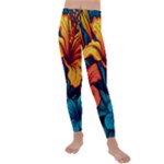 Hibiscus Flowers Colorful Vibrant Tropical Garden Bright Saturated Nature Kids  Lightweight Velour Leggings