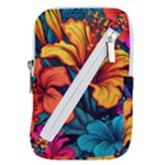 Hibiscus Flowers Colorful Vibrant Tropical Garden Bright Saturated Nature Belt Pouch Bag (Large)