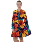 Hibiscus Flowers Colorful Vibrant Tropical Garden Bright Saturated Nature All Frills Chiffon Dress