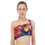 Hibiscus Flowers Colorful Vibrant Tropical Garden Bright Saturated Nature Spliced Up Bikini Top 