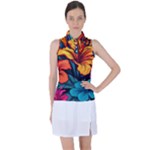 Hibiscus Flowers Colorful Vibrant Tropical Garden Bright Saturated Nature Women s Sleeveless Polo T-Shirt