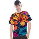 Hibiscus Flowers Colorful Vibrant Tropical Garden Bright Saturated Nature Men s Sport Top
