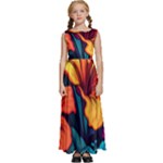 Hibiscus Flowers Colorful Vibrant Tropical Garden Bright Saturated Nature Kids  Satin Sleeveless Maxi Dress