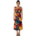 Hibiscus Flowers Colorful Vibrant Tropical Garden Bright Saturated Nature Tie-Strap Tiered Midi Chiffon Dress