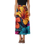 Hibiscus Flowers Colorful Vibrant Tropical Garden Bright Saturated Nature Classic Midi Chiffon Skirt