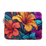 Hibiscus Flowers Colorful Vibrant Tropical Garden Bright Saturated Nature 13  Vertical Laptop Sleeve Case With Pocket