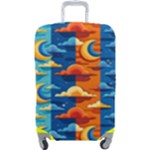 Clouds Stars Sky Moon Day And Night Background Wallpaper Luggage Cover (Large)