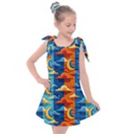 Clouds Stars Sky Moon Day And Night Background Wallpaper Kids  Tie Up Tunic Dress