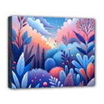 Nature Night Bushes Flowers Leaves Clouds Landscape Berries Story Fantasy Wallpaper Background Sampl Deluxe Canvas 20  x 16  (Stretched)