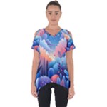 Nature Night Bushes Flowers Leaves Clouds Landscape Berries Story Fantasy Wallpaper Background Sampl Cut Out Side Drop T-Shirt