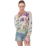 Flower Paint Flora Nature Plant Banded Bottom Chiffon Top