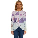 Flower Paint Flora Nature Plant Long Sleeve Crew Neck Pullover Top
