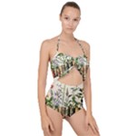 Books Flowers Book Flower Flora Floral Scallop Top Cut Out Swimsuit