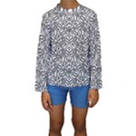 Monochrome Maze Design Print Kids  Long Sleeve Swimwear