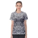 Monochrome Maze Design Print Women s Sport Mesh T-Shirt