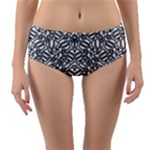 Monochrome Maze Design Print Reversible Mid-Waist Bikini Bottoms