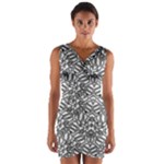 Monochrome Maze Design Print Wrap Front Bodycon Dress