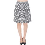 Monochrome Maze Design Print Velvet High Waist Skirt