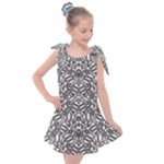 Monochrome Maze Design Print Kids  Tie Up Tunic Dress