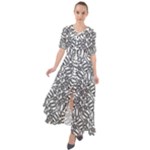 Monochrome Maze Design Print Waist Tie Boho Maxi Dress