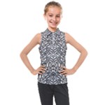 Monochrome Maze Design Print Kids  Sleeveless Polo T-Shirt
