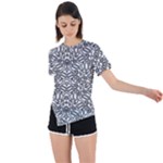 Monochrome Maze Design Print Asymmetrical Short Sleeve Sports T-Shirt