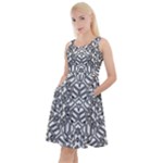 Monochrome Maze Design Print Knee Length Skater Dress With Pockets