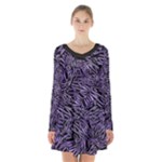 Enigmatic Plum Mosaic Long Sleeve Velvet V-neck Dress