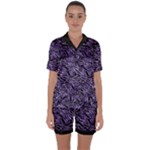 Enigmatic Plum Mosaic Satin Short Sleeve Pajamas Set