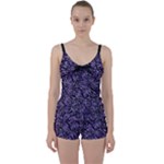 Enigmatic Plum Mosaic Tie Front Two Piece Tankini
