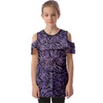 Enigmatic Plum Mosaic Fold Over Open Sleeve Top