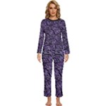 Enigmatic Plum Mosaic Womens  Long Sleeve Lightweight Pajamas Set