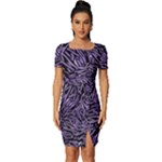 Enigmatic Plum Mosaic Fitted Knot Split End Bodycon Dress