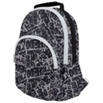 Rebel Life: Typography Black and White Pattern Rounded Multi Pocket Backpack