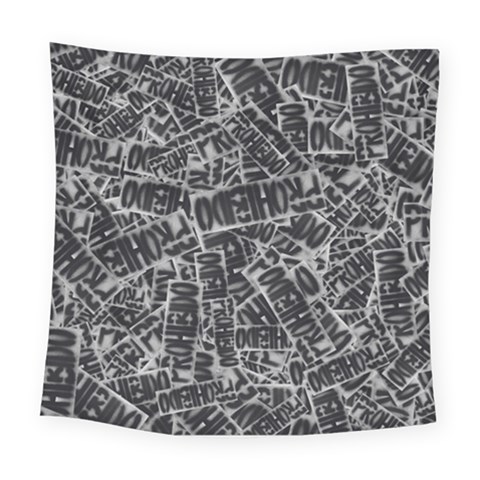 Rebel Life: Typography Black and White Pattern Square Tapestry (Large) from UrbanLoad.com
