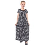 Rebel Life: Typography Black and White Pattern Kids  Short Sleeve Maxi Dress