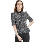Rebel Life: Typography Black and White Pattern Frill Neck Blouse