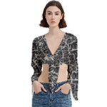 Rebel Life: Typography Black and White Pattern Trumpet Sleeve Cropped Top