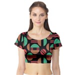 Abstract Geometric Pattern Short Sleeve Crop Top