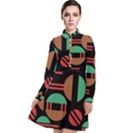 Abstract Geometric Pattern Long Sleeve Chiffon Shirt Dress