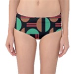 Abstract Geometric Pattern Mid-Waist Bikini Bottoms