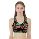 Abstract Geometric Pattern Sports Bra with Border
