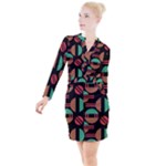 Abstract Geometric Pattern Button Long Sleeve Dress