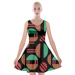 Abstract Geometric Pattern Velvet Skater Dress