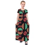 Abstract Geometric Pattern Kids  Short Sleeve Maxi Dress