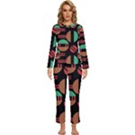 Abstract Geometric Pattern Womens  Long Sleeve Lightweight Pajamas Set
