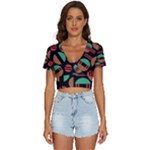 Abstract Geometric Pattern V-Neck Crop Top