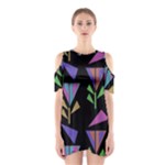 Abstract Pattern Flora Flower Shoulder Cutout One Piece Dress