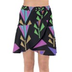 Abstract Pattern Flora Flower Wrap Front Skirt