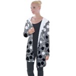Abstract Nature Black White Longline Hooded Cardigan